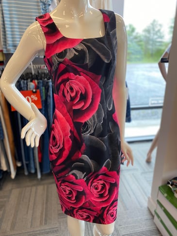 JOSEPH RIBKOFF ROBE SANS MANCHE FLEUR ROSE