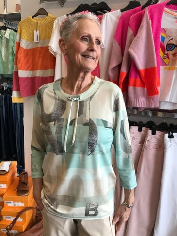 BETTY BARCLAY CHANDAIL MANCHE 3/4 COL BATEAU IMPRIME