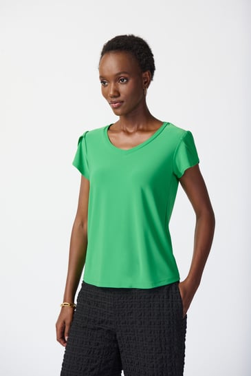 JOSEPH RIBKOFF HAUT MANCHE COURTE EN TRICOT SOYEUX COL V