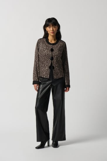 JOSEPH RIBKOFF VESTE LÉOPARD EN SUEDE MANCHE LONGUE