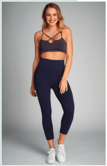 C'EST MOI LEGGING BAMBOU LONG BANDE DE TAILLE LARGE MARINE