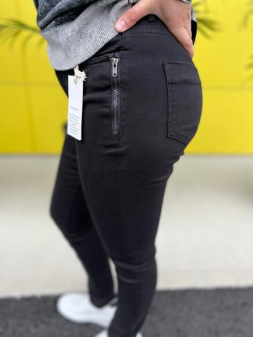 CHARLIE B JEANS NOIR DÉCO FERMETURE ÉCLAIR
