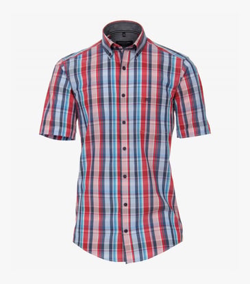 CASA MODA CHEMISE À MANCHE COURTE CARREAUTÉ BLEU ET ROUGE