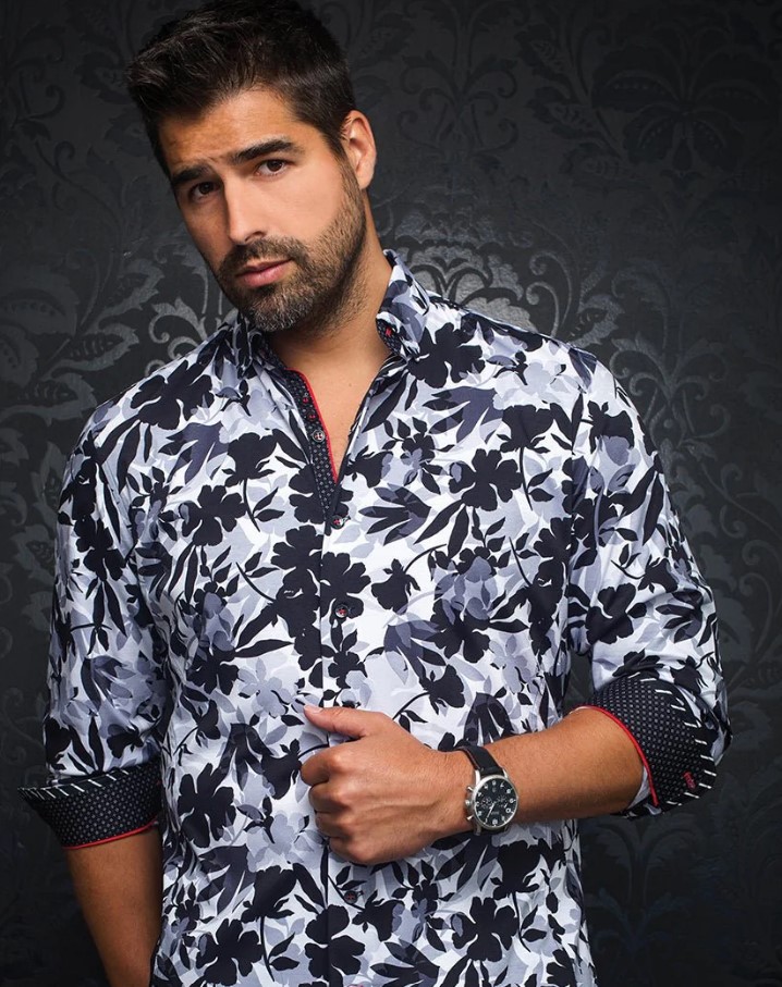 AU NOIR CHEMISE MANCHE LONGUE FLEUR NOIR BLANC Sp cialit s