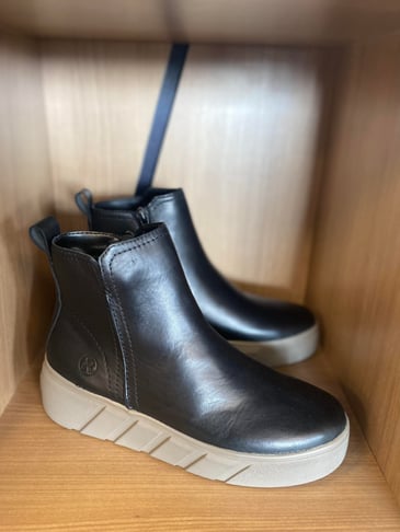 RIEKER BOTTE COURTE EN CUIR TALON PLAT GRIS