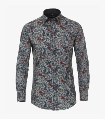 CHEMISE MANCHES LONGUES FLEURIE FOND KAKI