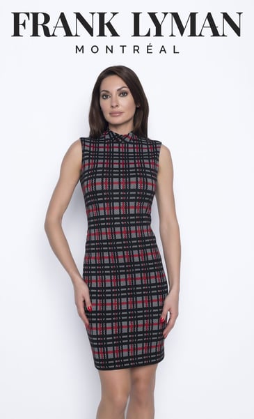 Frank Lyman Robe droite sans manche carreautée noire et rouge