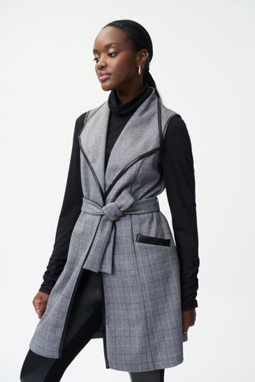 JOSEPH RIBKOFF VESTE DETAIL EN CUIR