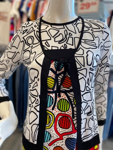 DOLCEZZA CARDIGAN MANCHE LONGUE NOIR BLANC