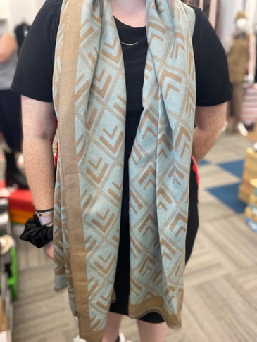 PICABO FOULARD FLÈCHE BLEU TAUPE