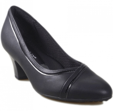 PICCADILLY SOULIER CHIC NOIR BANDE NOIRE VERNIE PETIT TALON