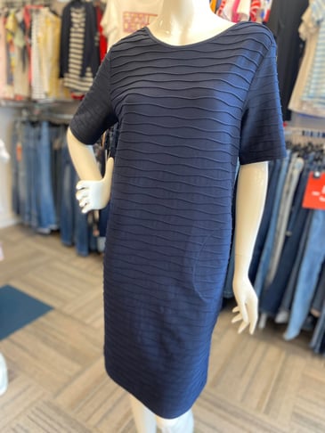 RABE ROBE MANCHE COURTE GAUFRE MARINE