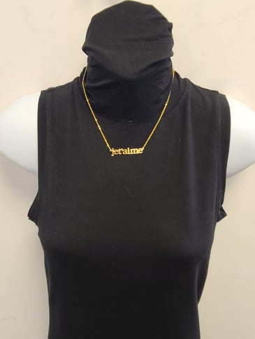 MERX COLLIER CHAÎNE AVEC ''JE T'AIME'' TOUT EN OR