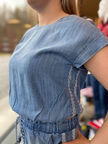 POINT ZERO FEMME HAUT BOUT DE MANCHE COL ROND BAS ÉLASTIQUE