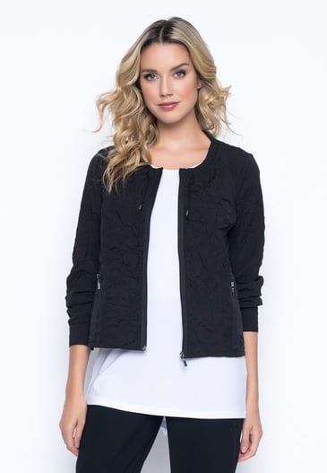 PICADILLY CARDIGAN AVEC ZIP TISSU EFFET FROISSÉ AVEC 2 POCHES