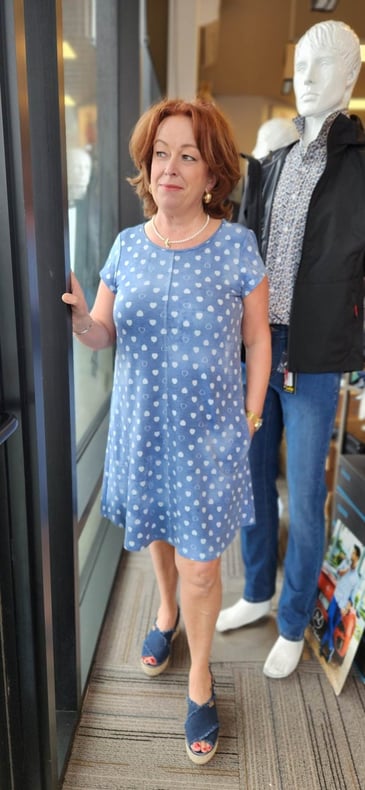 PURE ROBE MANCHE COURTE BLEU IMPRIME COEUR