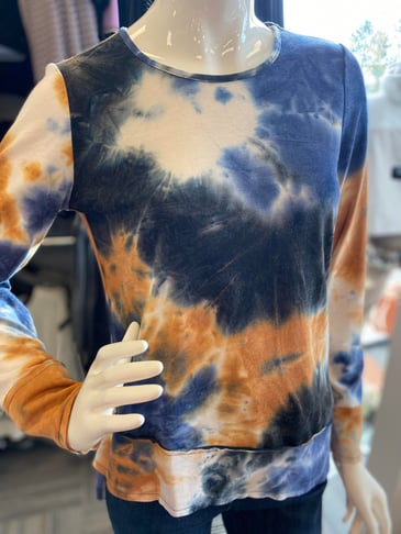 PURE CHANDAIL TIE DYE MARINE BRUN COL ROND