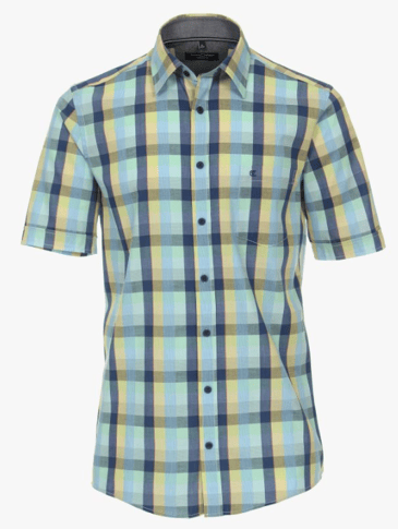 CASA MODA CHEMISE MANCHE COURTE CARREAUTÉE BLEU/JAUNE/VERT