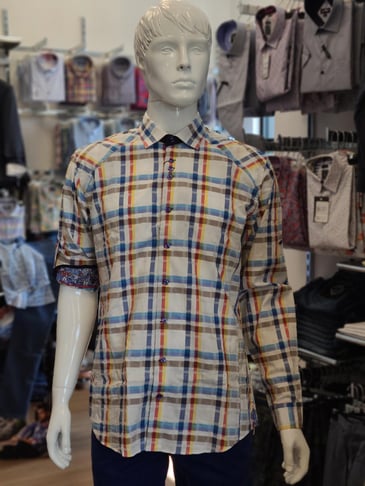 AU NOIR CHEMISE À MANCHE LONGUE CARREAUTÉ BLANC/BLEU/JAUNE/ROUGE