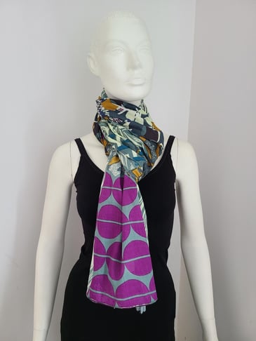 WHITE STUFF FOULARD IMPRIMÉ VERT/MAUVE/MOUTARDE/SARCELLE