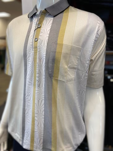 SERGIO LOUIS T-SHIRT POLO RAYÉ VERTICAL AVEC FLEUR