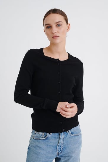 IN WEAR CARDIGAN NOIR BOUTONS NOIRS MÂTS
