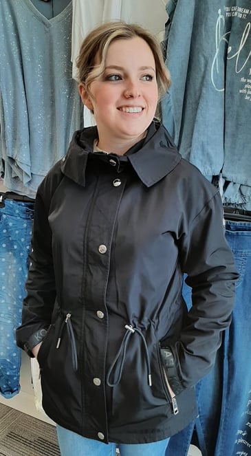 MICHAEL KORS MANTEAU NOIR MI-SAISON COUPE-VENT CAPUCHON