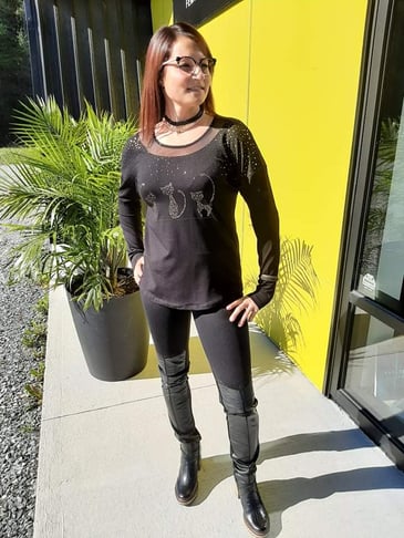 TRICOTTO PANTALON LEGGING TAILLE PULL-ON EN FAUX CUIR AVEC BRILLANTS NOIRS