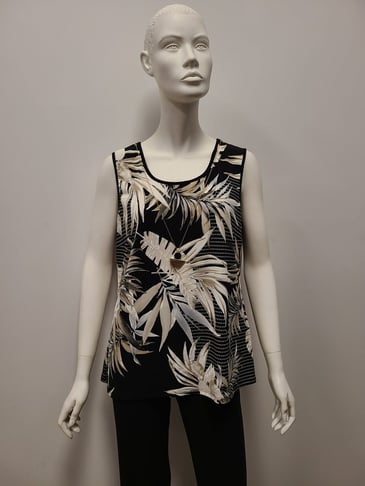 CAMISOLE FLEURIE NOIRE ET BEIGE