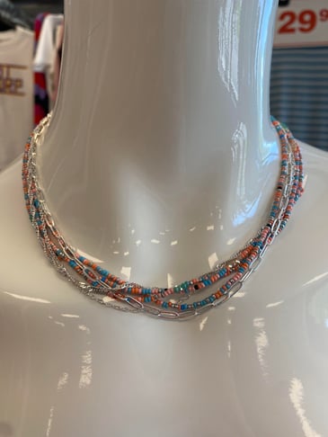 CARACOL COLLIER MULTI RANGS MINI BILLES DE VERRE