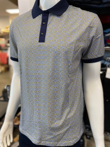 HORST T-SHIRT POLO IMPRIMÉ MARINE JAUNE