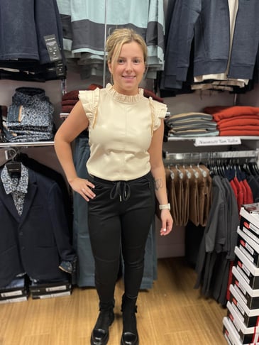 MELISSA NEPTON MILLO HAUT EN CUIR FRISON AUX EPAULES
