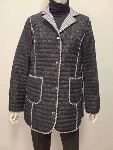 SPANNER MANTEAU MI-SAISON COURT RÉVERSIBLE NOIR/VICHY