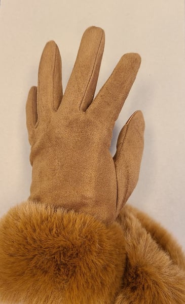 DI FIRENZÉ GANT POUR FEMME CAMEL AVEC FAUSSE FOURRURE