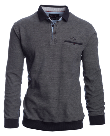 ETHNIC BLUE POLO MARINE CHINÉ AVEC POCHE