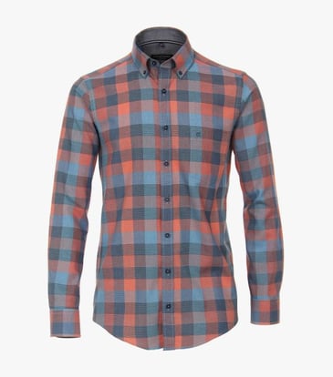CASA MODA CHEMISE MANCHE LONGUE CARREAUTÉE BLEU/ORANGE