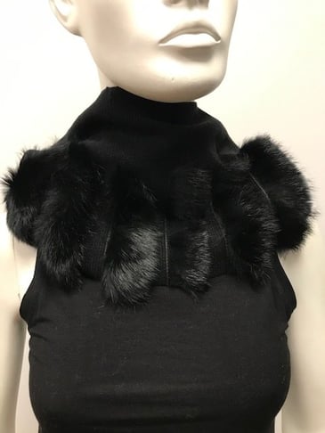 PICADILLY FOULARD TUBE D'HIVER NOIR AVEC FAUSSE FOURRURE NOIRE