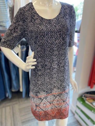 SANDWICH ROBE MANCHE COURTE IMPRIMÉ NOIR BAS CORAIL