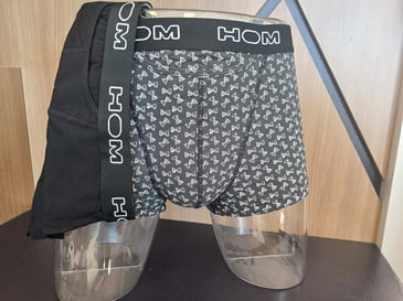 HOM DUO BOXER 1 NOIR UNI/1 NOIR IMPRIMÉ GR XL