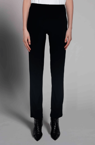 PICADILLY PANTALON MOU NOIR JAMBE DROITE TAILLE ÉLASTIQUE