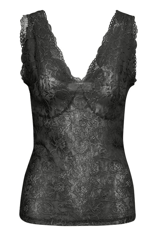 Camisole Je T'Adore Noir Transparent – Dentelle, Bretelles Ajustables – Taille Large – Babydoll