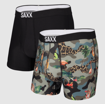 SAXX DUO BOXER VOLT SANS OUVEUTURE 1 NOIR UNI ET 1 IMPRIMÉ JUNGLE