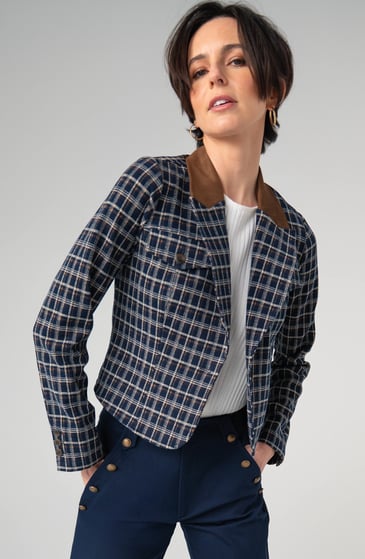 Liverpool Veston court imprimé tartan