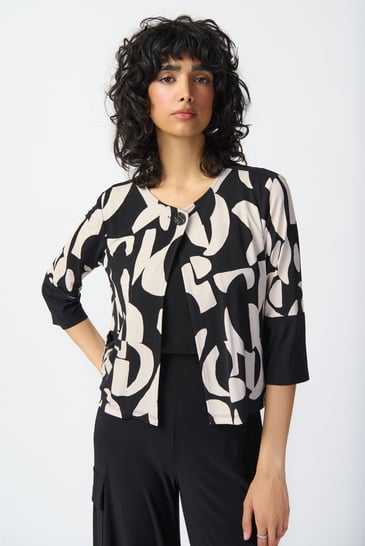 JOSEPH RIKKOFF BLOUSON IMPRIMÉ ABSTRAIT EN TRICOT SOYEUX