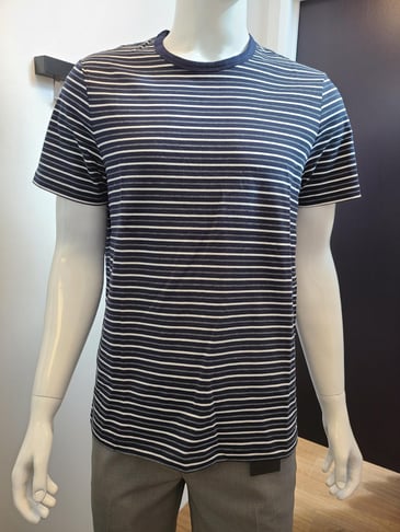 MICHAEL KORS HOMME T-SHIRT MARINE RAYÉ BLANC COL ROND