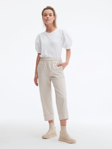 UCHUU PANTALON DÉCONTRACTÉ TAILLE ÉLASTIQUE JAMBE LARGE POCHES
