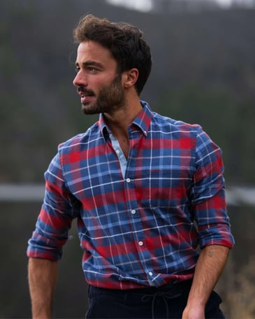 NZA Chemise en flanelle extensible à carreaux bleus