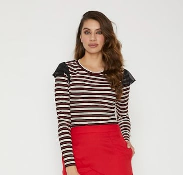 LYLU MEMPHIS T-SHIRT MANCHE LONGUE RAYÉ MÈCHE AUX EPAULES