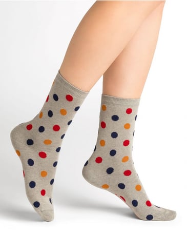 BLEUFORÊT CHAUSSETTES GRISES À POIS POINTURE DE 7.5 À 10