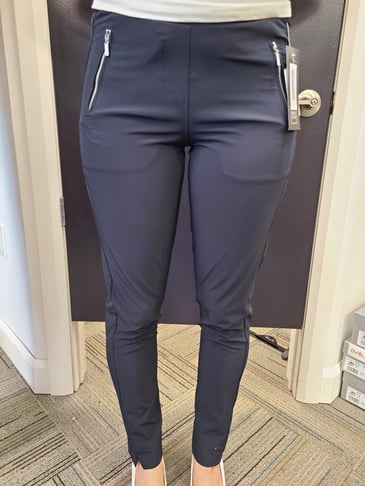 MODE DE VIE PANTALON EN TOILE MARINE JAMBE ÉTROITE TAILLE PULL-ON
